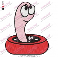 Funny Worm Embroidery Design